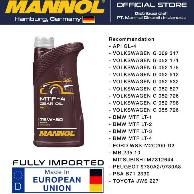 TERMURAH - Oli Mannol 8104 - MTF4 Gear oil 75W-80 GL-4