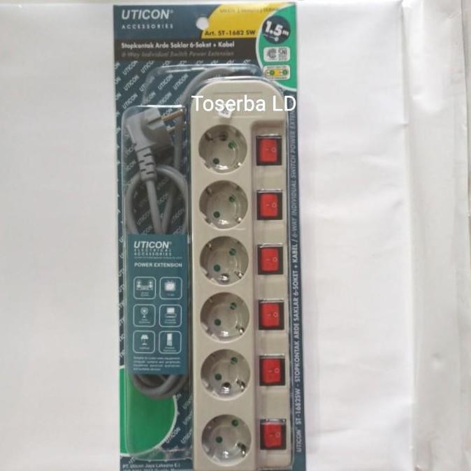 HARGA DISC - Stop Kontak Uticon 6 lubang + saklar