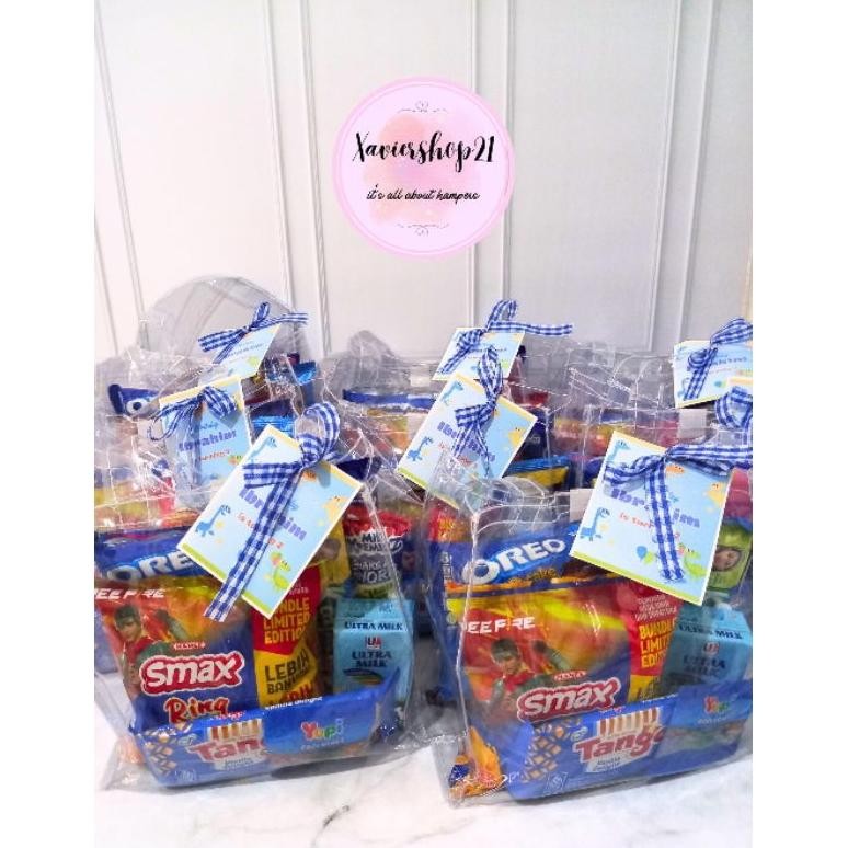 

Paket Snack Tema Biru Premium Tas Mika (FREE CARD) Nugi