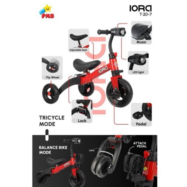 Terlaris Sepeda Roda Tiga Iora Tricycle T20-7 / Sepeda 2In1 Roda Tiga Roda Dua Balance Bike