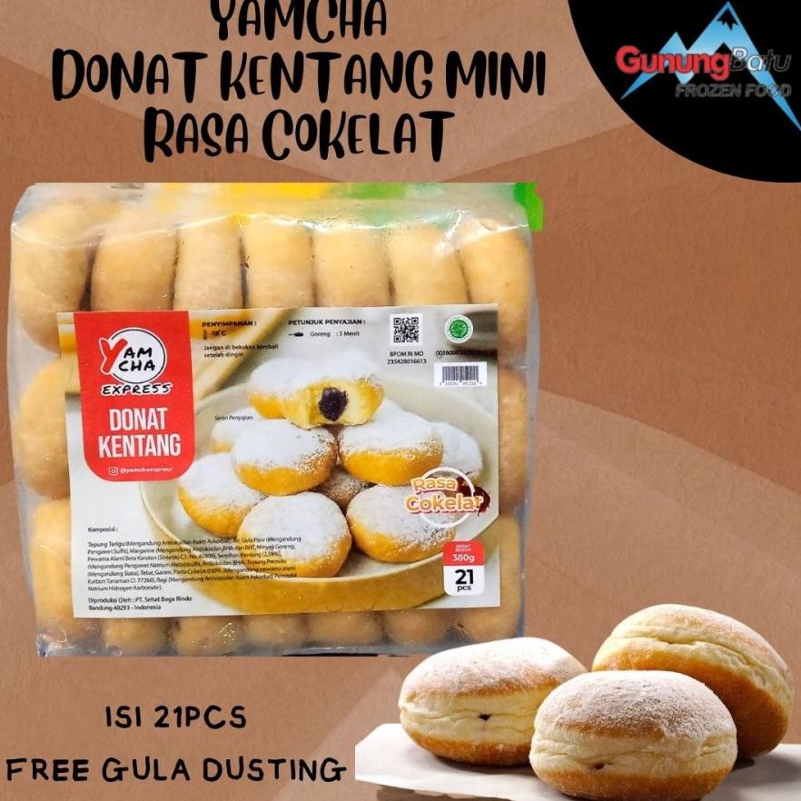 

YAMCHA DONAT KENTANG MINI RASA COKELAT ISI 21PCS (FREE GULA DUSTING) Nugi