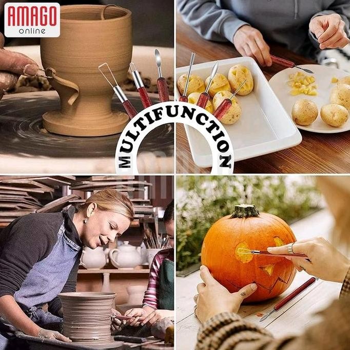 

DDM Alat ukir gagang kayu Clay sculpting pottery tools