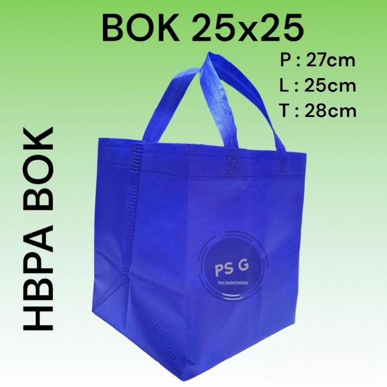 

1Lusin (isi 12pcs) Tas spunbond Handle box dus kotak 27x25 tinggi 28cm Nugi