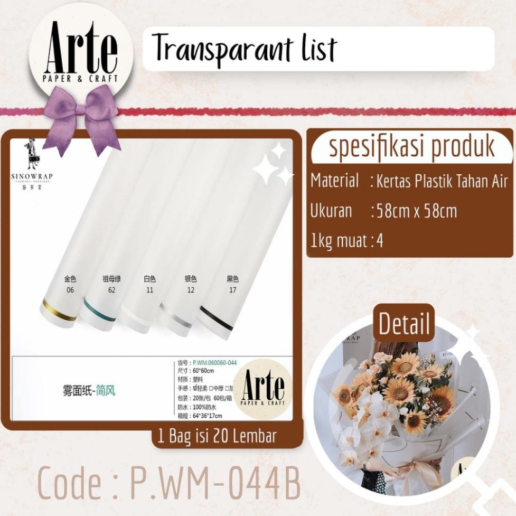

20 Lembar Transparant List Kertas Buket Korea Bunga Flower Wrapping Paper Kado Arte Grosir Jakarta P.WM-044B Nugi
