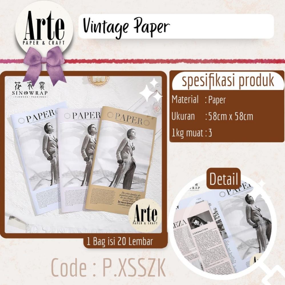 

20 lembar Vintage Paper Kertas Buket Korea Bunga Flower Wrapping Kado Koran P.XSSZK Nugi