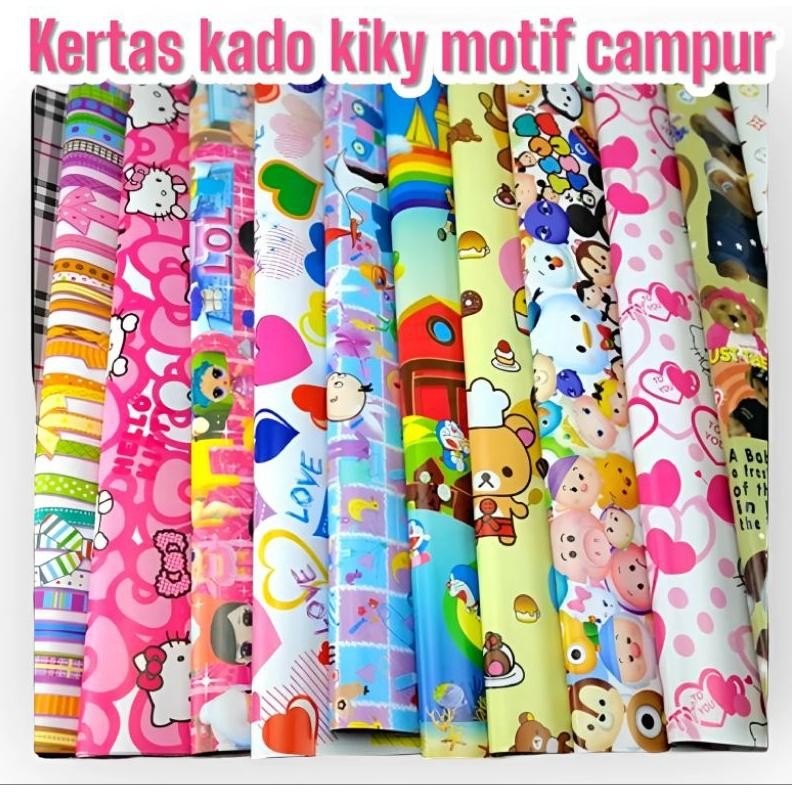

Kertas Kado Gulungan Merk KIKY Campur Varian Motif Isi 50 Dan 25 Lembar Nugi