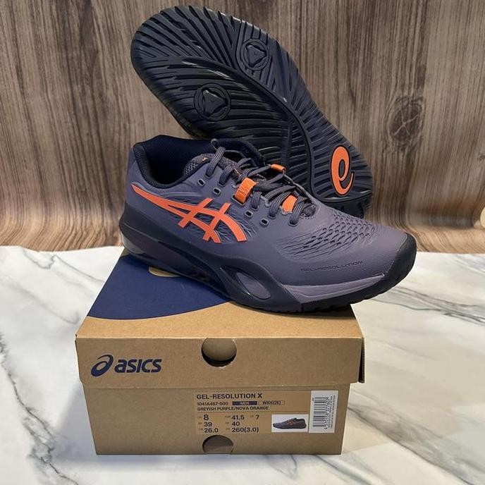 Sepatu Tenis Asics Gel Resolution X Greyish Purple Nova Orange/Tennis Shoe Asics Original Gel Resolu