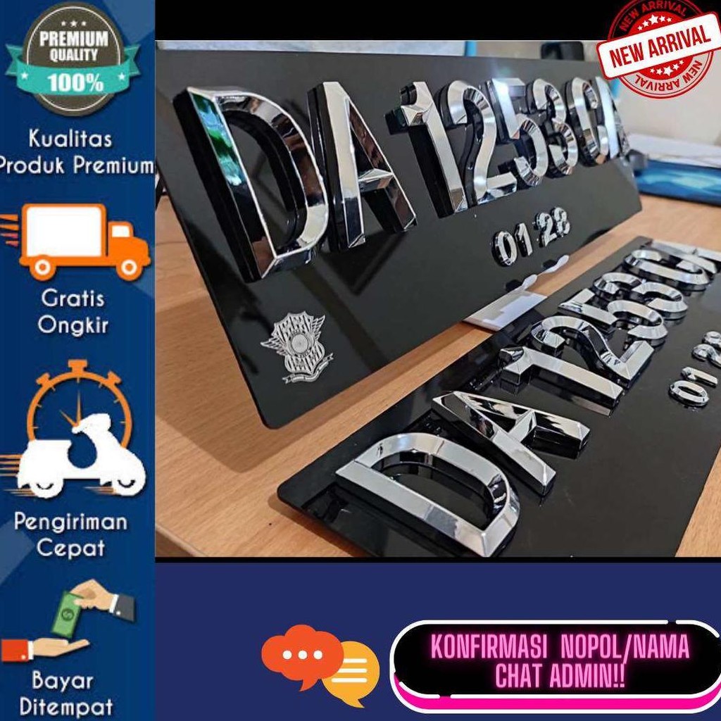 Plat Nomor Mobil Timbul Chrome Segilima Stainlees
