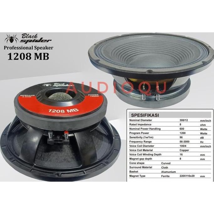 SPEAKER KOMPONEN BLACKSPIDER 1208MB BLACK SPIDER 1208 BM ORIGINAL 12IN