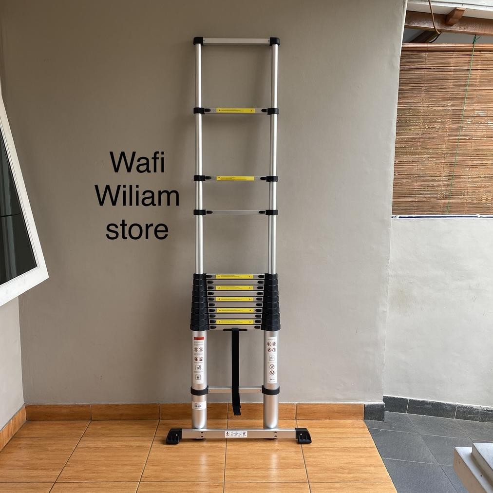 Terlaris Krisbow Fixsteps Tangga Lipat Aluminium Teleskopik Single 5,1 Meter