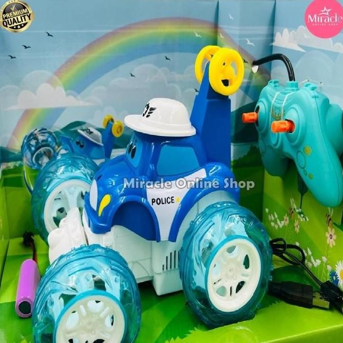 Mainan Anak Mobil Poly Polisi Remote Control Stunt Car Besar