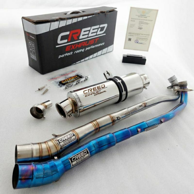 Original Knalpot Racing Creed Exhaust For Motor Bebek Jupiter Z, Supra X125/110, Revo Fit/Absolute, 