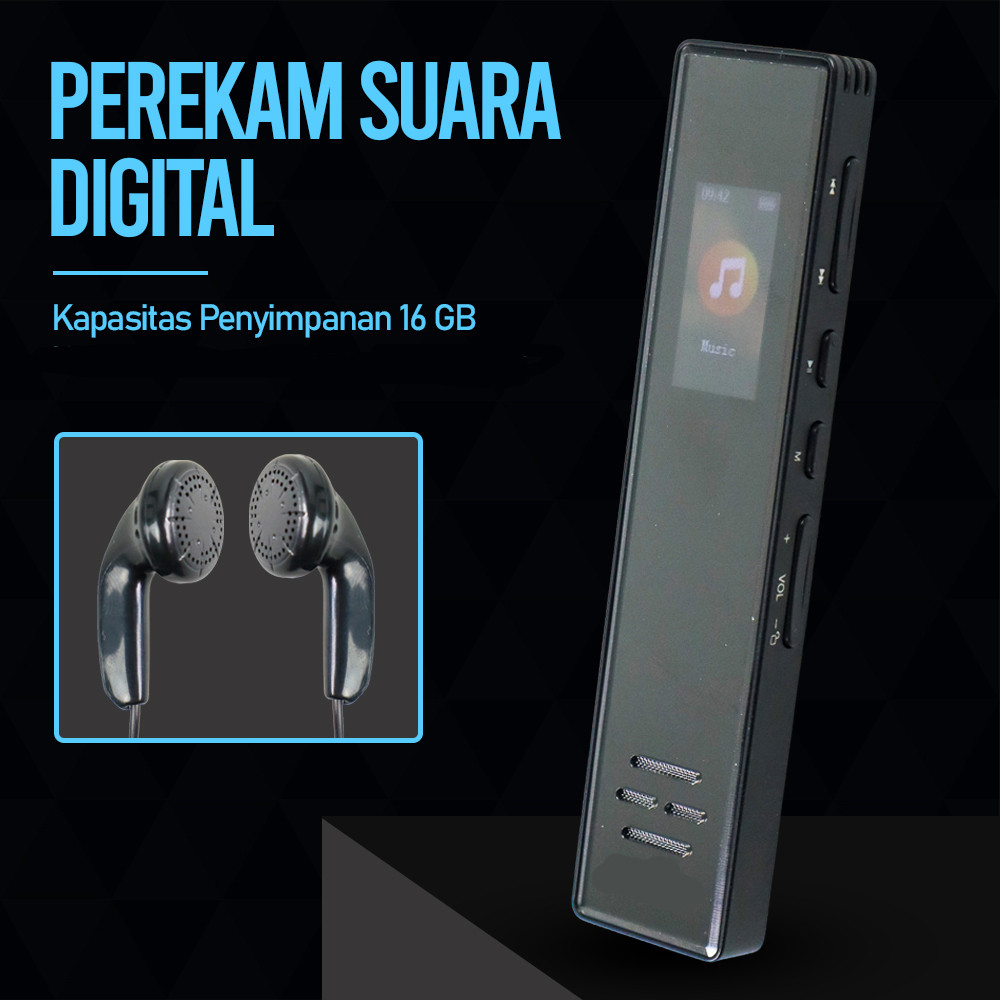 KINGME - MROBO Perekam Suara Audio Digital Voice Recorder 1536K 16GB - A10