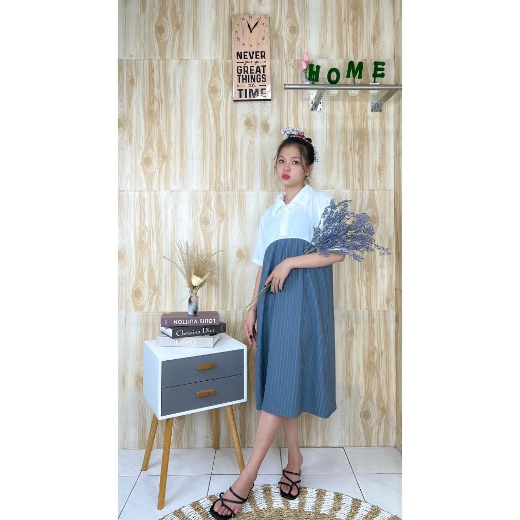 New - DRESS WANITA RAFAELA DRESS HORNET KNIT COMBI CRINCLE .,