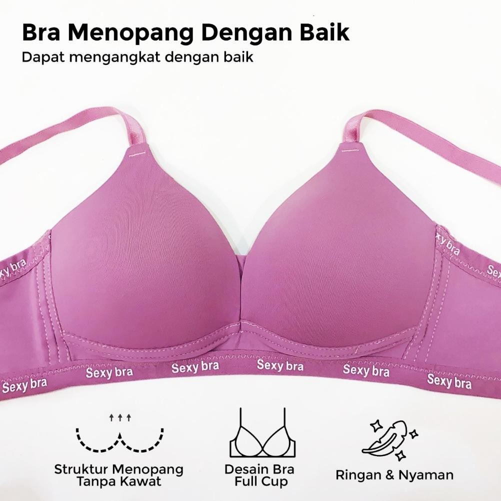 Flash Sale TALLY Bra Busa Tipis Tanpa Kawat Bahan Nylon Cup B Kait 3 Bh Harian Nyaman BH 7022 ,.