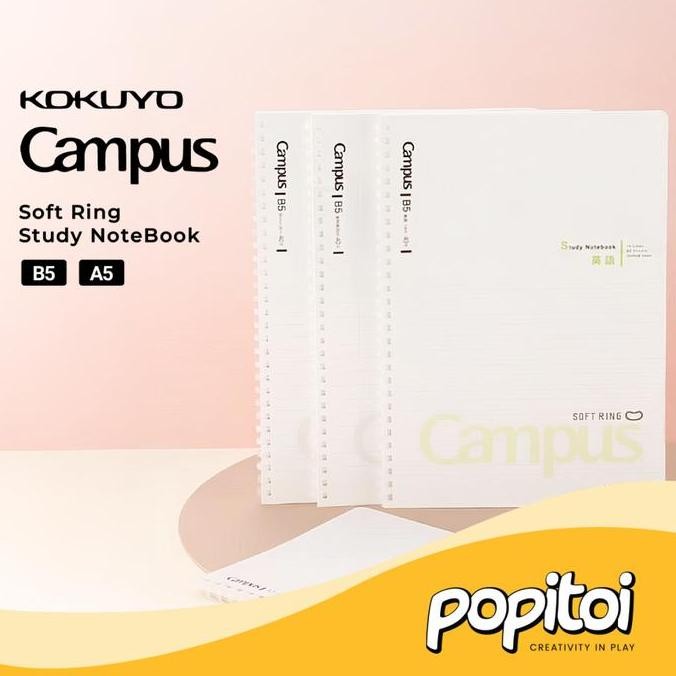 

Kokuyo Campus Soft Ring Study Notebook White Pp Cover B5 Spiral Buku Tulis Catatan