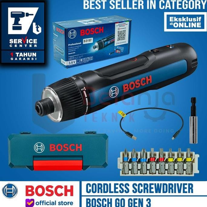 BOSCH GO Gen 3 Obeng Baterai Cordless Screwdriver 3.6 Volt Gen3 USB