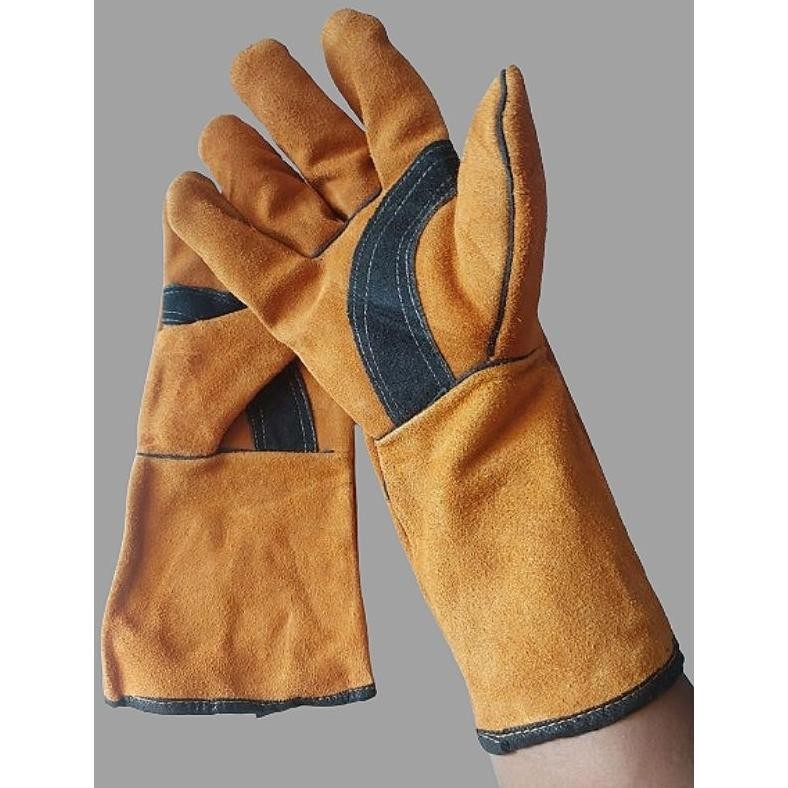 Sarung Tangan Las Kulit Tahan  Panas Orange Lux Welding Safety Gloves  Kualitas impor