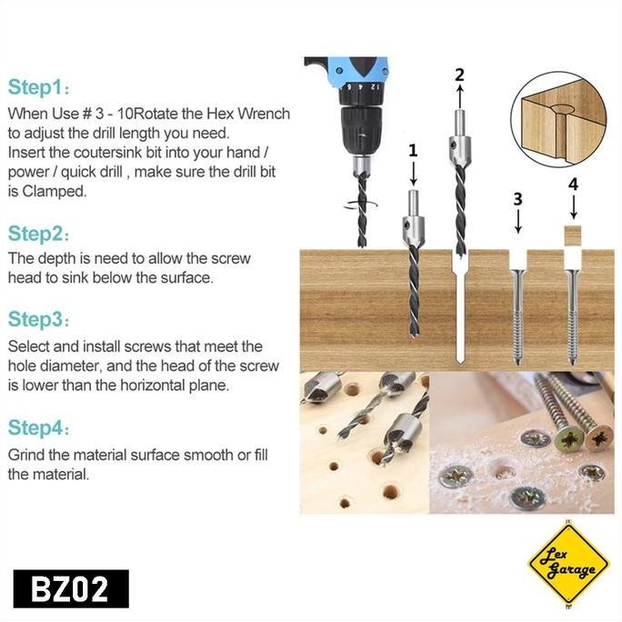 Mata Bor Kayu Countersink Set HSS