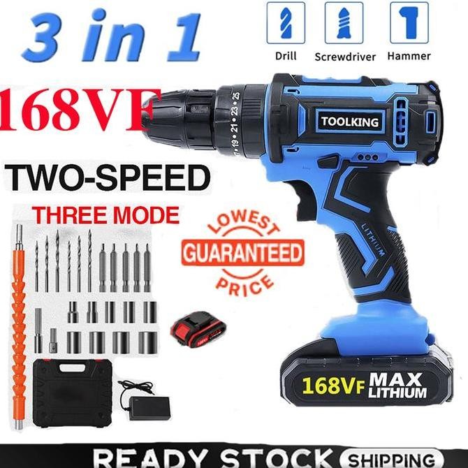 Bor baterai / Bor Tanpa Kabel / Bor Listrik 198VF / Bor Tangan Listrik