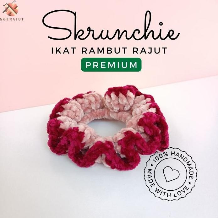 BARU  Skrunchie Ikat Rambut Rajut Premium Crochet Benang Velvet