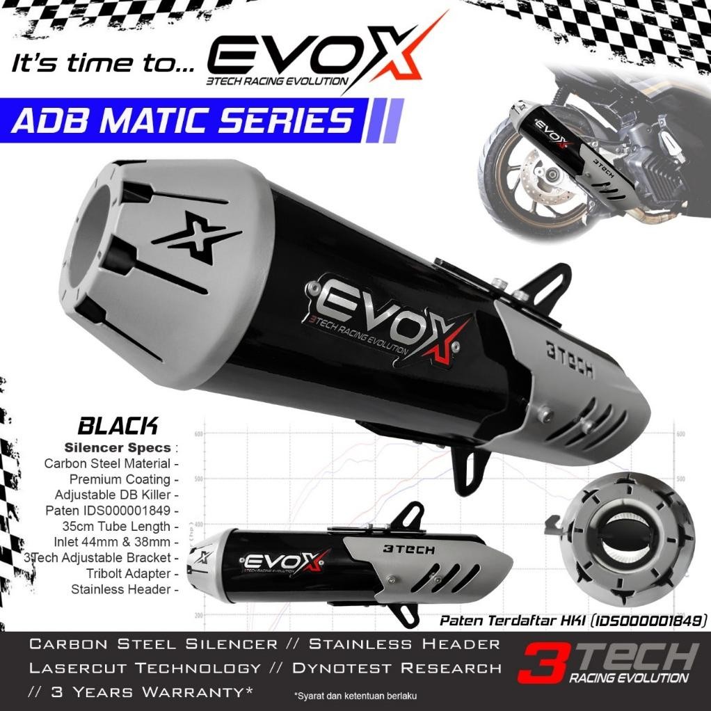 Knalpot Evox Adb Motor Matic Series 110Cc S/D 160Cc Fullsystem Bergaransi Resmi 3Tech Racing Evoluti