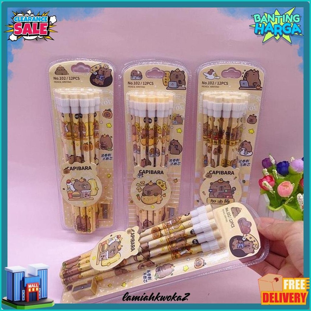 

1 Set 12 Pcs Pensil Anak Motif Capybara & Labubu / Set Pensil Anak Sekolah Lucu Capybara Premium Quality Terlaris! Produk Ini Banyak Dicari