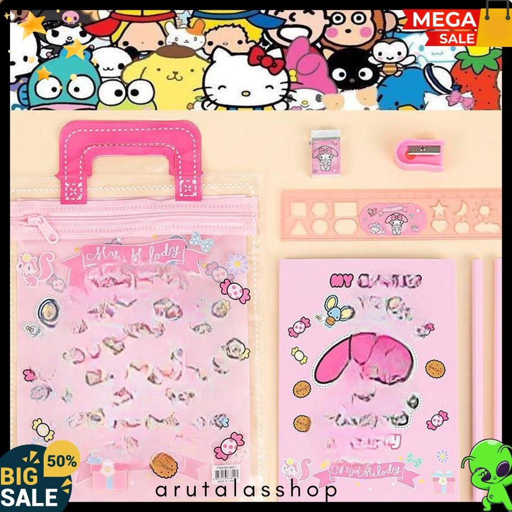 

Set Alat Tulis Lengkap Isi 2 Pensil, 1 Notebook, 1 Rautan Dan 1 Penghapus Free Tas Totebag Pvc Terlengkap Dan Termurah