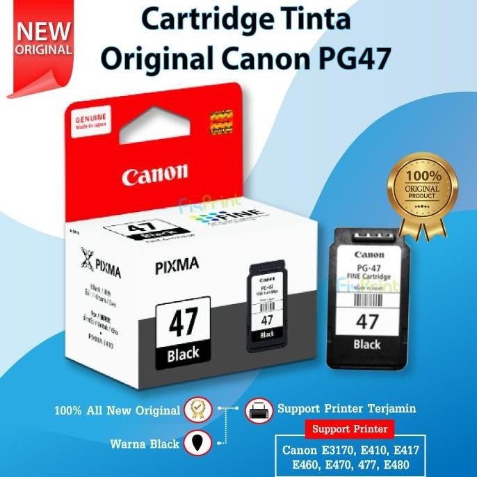 Catridge Tinta Canon PG47 PG 47 Printer E400 E410 470 E480 E4270 E3170 murah