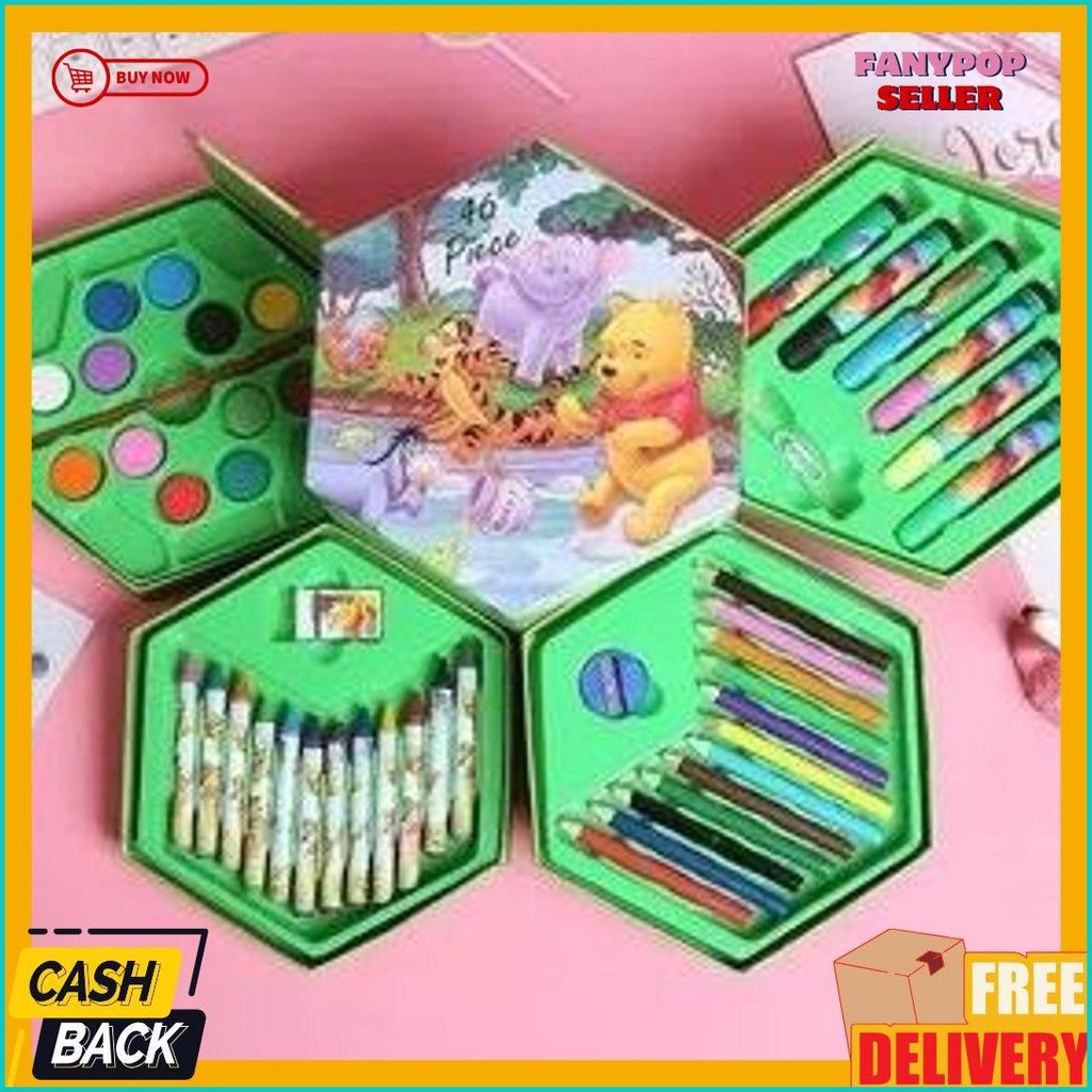 

* Mka * Crayon Set 46 Pcs Pensil Warna Spidol Cat Air Alat Lukis Mewarnai Motisf Kartun Anak / Pensil Warna Set 4 In 1 Motif Kartun Frozen,Mickey Mouse,Winnie The Pooh,Car Dan Hello Kitty / Pensil Warna Set 46 Pcs Crayon Motif Kartun Gift Box Diskon