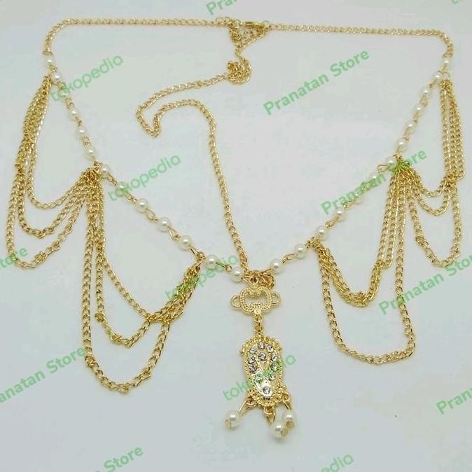 BARU  Headchain Mutiara / Rantai Kepala Aksesoris Rambut Pesta Hijab Arabian