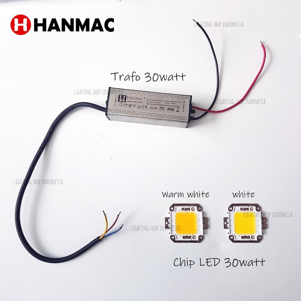 Lampu mata led chip cob 30watt trafo driver ip65 24-36V DC 900mA