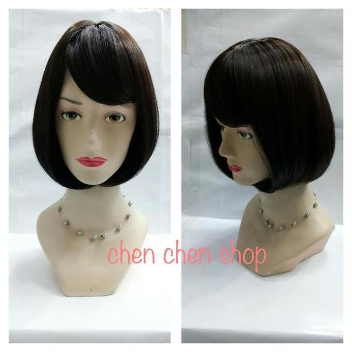 BARU  wig rambut palsu pendek bob poni samping