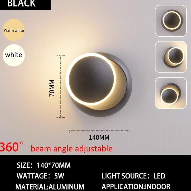 lampu tidur dinding moon light / led wall lamp modern minimalis