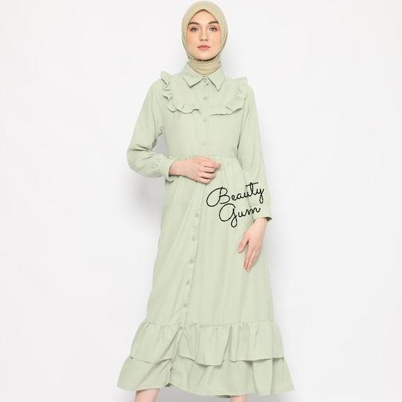 Setelan Gamis Ikatan cinta sage mint/Pakaian muslim gamis sage green