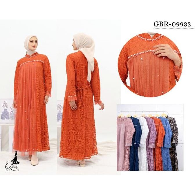 GAMIS OZIAS BRUKAT FIMELA 09933 I Gamis Kondangan Jumbo I Fashion Muslimah I Jumbo LD 120 140 Panjan