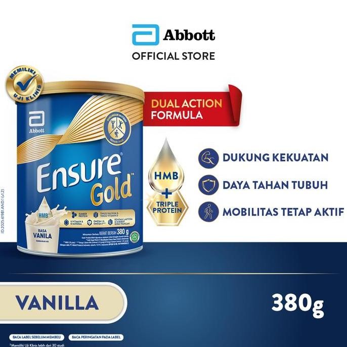 

Ensure Gold HMB Vanila 380g - Nutrisi Susu Tinggi Protein Termurah