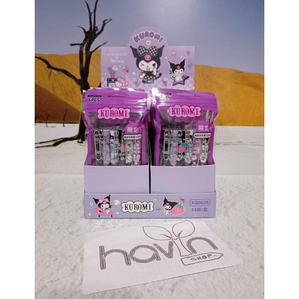 

Lij-56 (6 Pc) Pen Gel Klik Cetek Pena Bungkus Kuromi Sanrio Lotso Cinnamoroll Labubu Lij-56