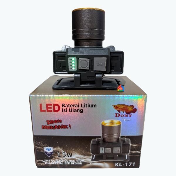 Senter Kepala Dony Kl-171 Zoom Mekanik (15 Watt) / Dony Senter Kepala Kl171 Zoom Cahaya Fokus Dan Me