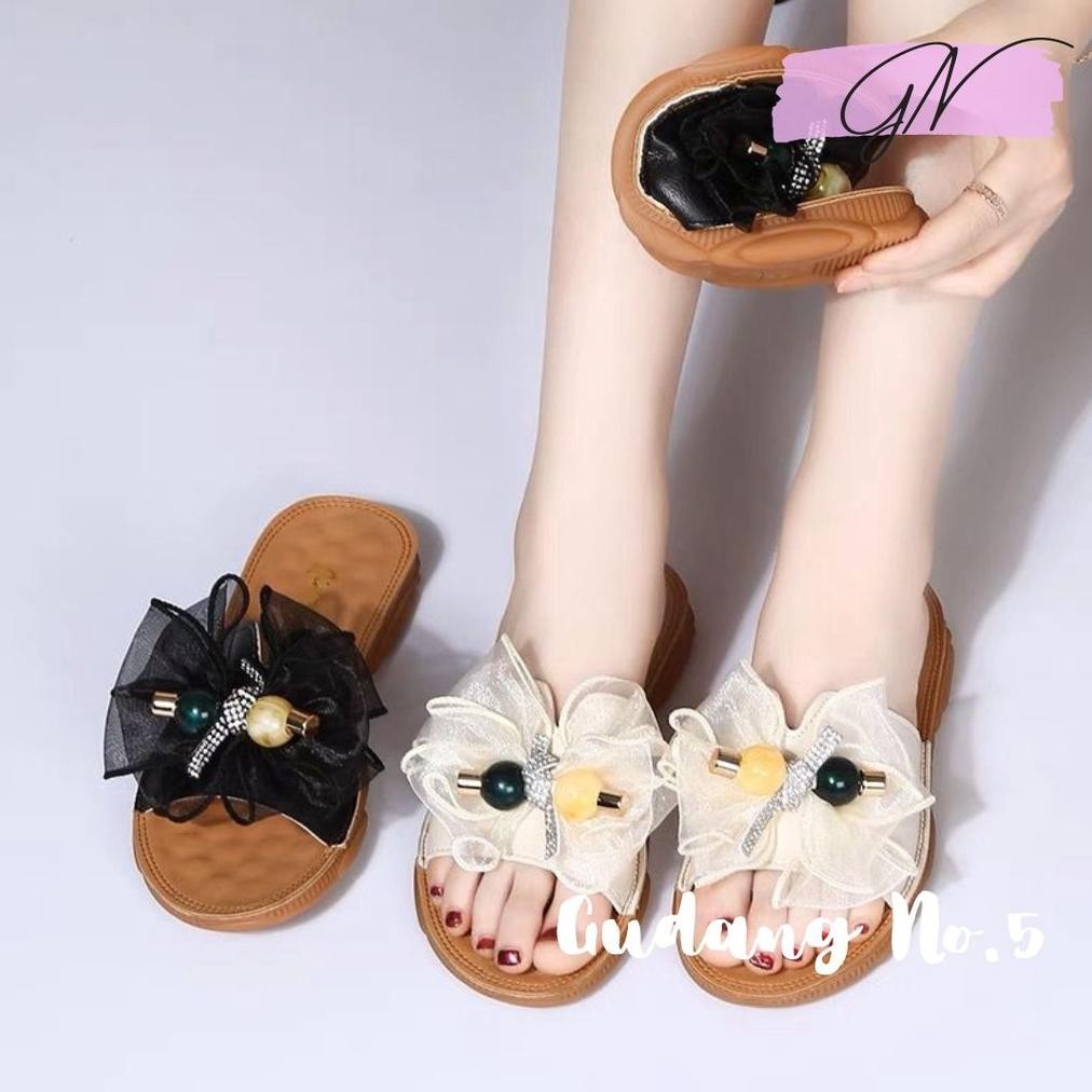 GN-2088 Sandal Selop Jelly Teplek Fashion Wanita Model Pita Import PCU