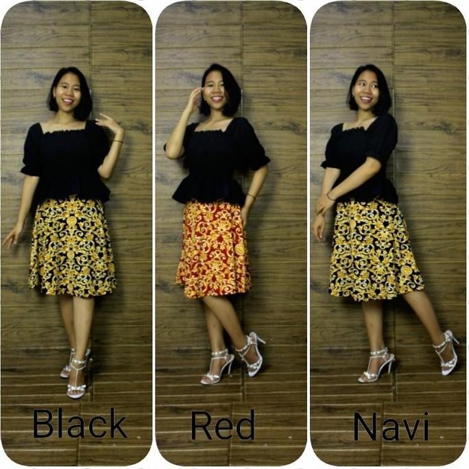 toyali rok payung pendek midi skirt jumbo batik wanita