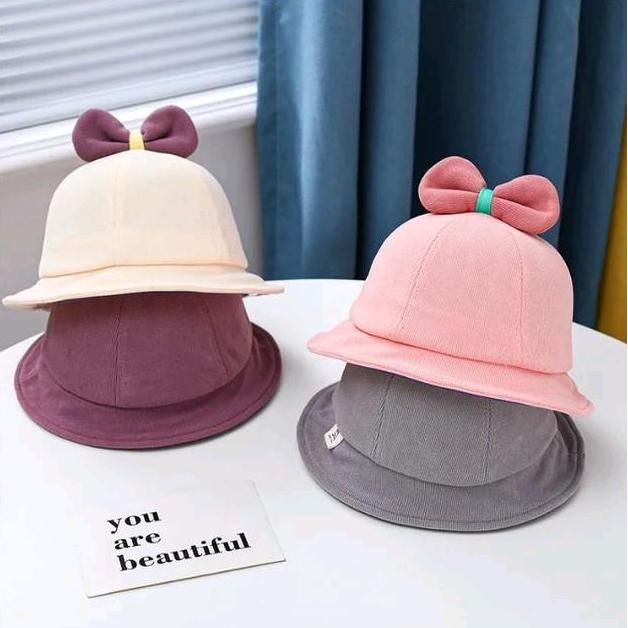 Topi  Anak Perempuan / Topi Anak Polos Pita Perempuan