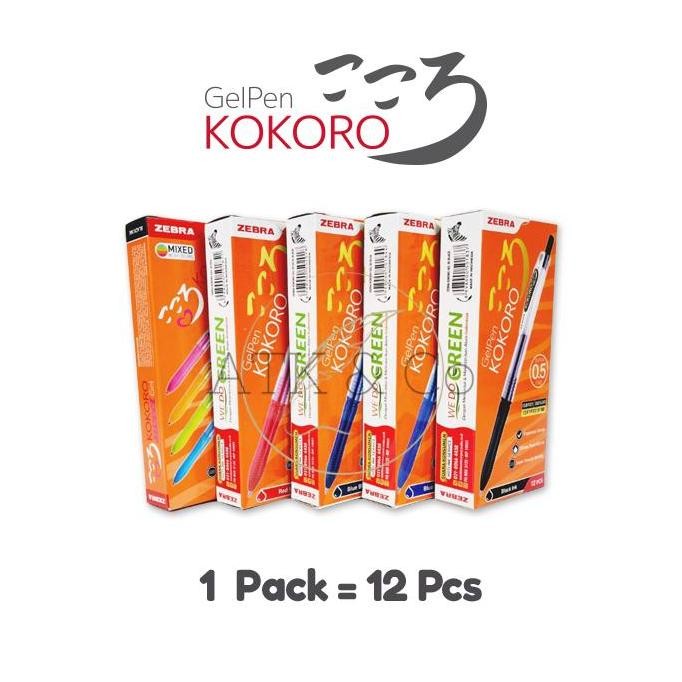 

tersedia pulpen gel zebra kokoro 0.5mm - lusin (12 pcs) pena warna-warni stationery kekinian