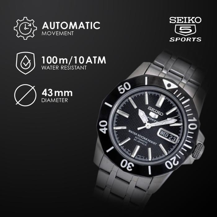 Jam Tangan Pria Seiko 5 Sports Snzf77K1 Black Bezel | Jam Pria