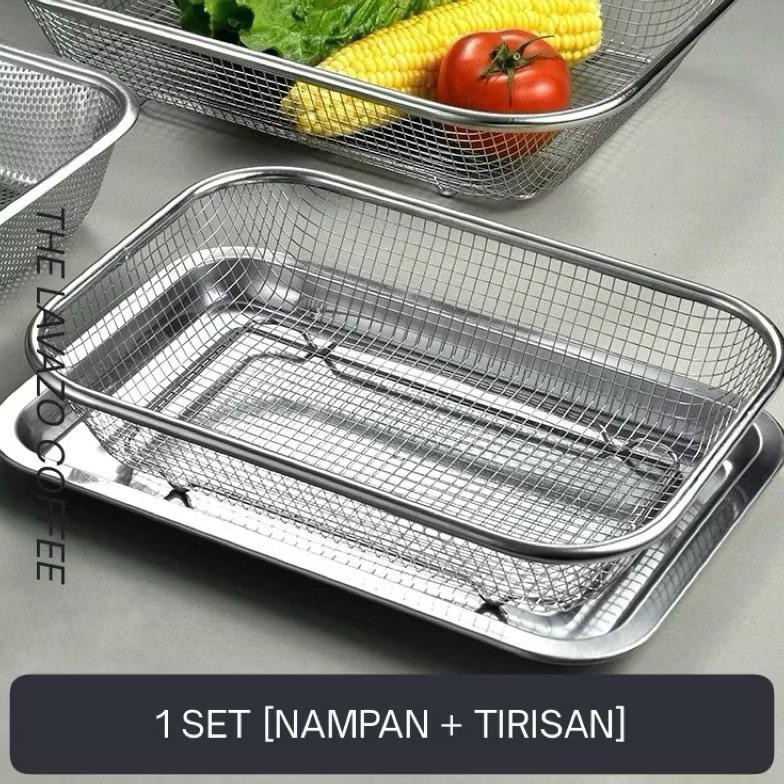 Best - PROMO 1set nampan saringan stainless / tirisan minyak / food drying tray / keranjang tinggi s