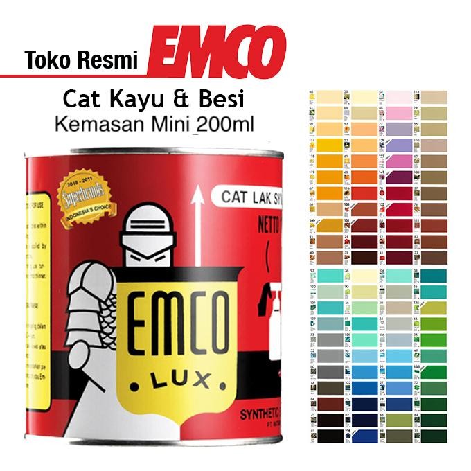Big Sale - Emco Lux Cat Kayu & Besi Gloss Finish - Kaleng Mini 200ml Cat Pagar Pintu Kusen .,