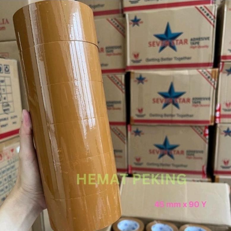 

Flash Sale - Lakban Coklat Cokelat Bening 2 inch 90 y 6 pcs (1 slop) 45 90 Seven Star !