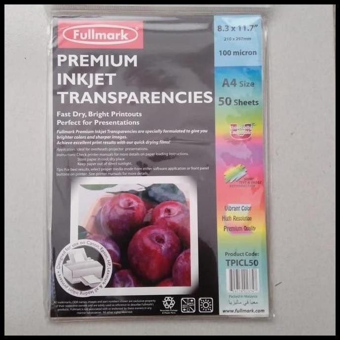 

Transparencies - Fullmark Premium Inkjet Transparencies A4