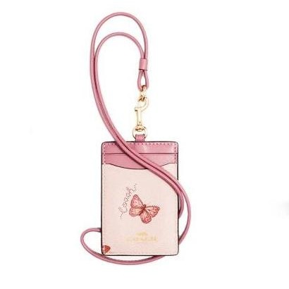 

Sale Coachh Ch Id Holder Card Lanyard Original - Pink Butterfly Rb