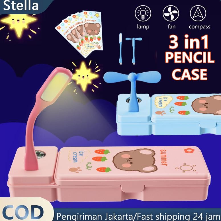 

3 IN 1 Kotak Pensil Multifungsi Lampu Meja /Kipas Angin Kotak Pensil /Kecil Hadiah Kotak Pensil kipas